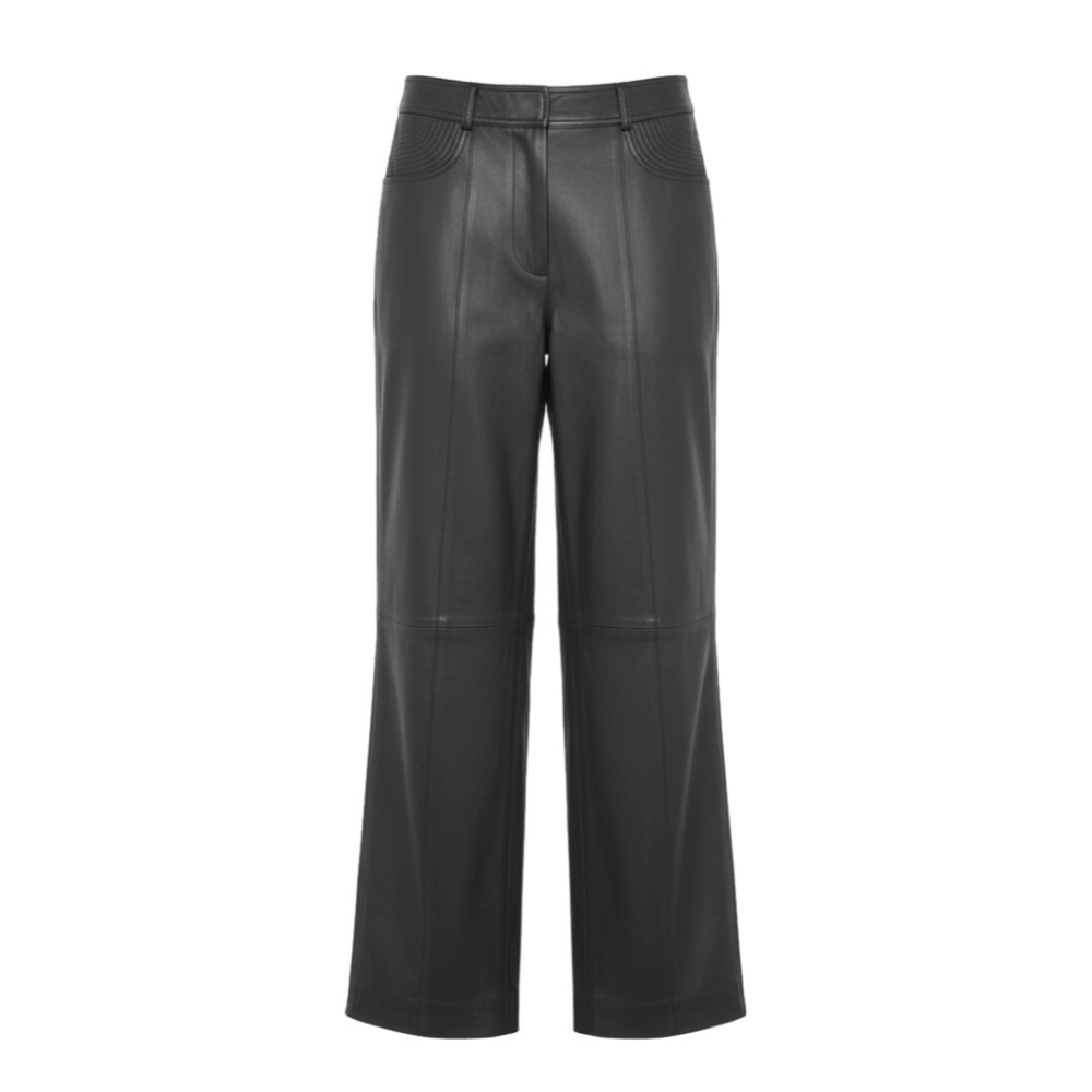 Faux Leather Wide-Leg Gray Women's Pants Size S
